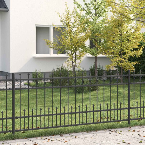 vidaXL Spike Ring Fence Black 200 x 130 cm Powder-Coated Steel