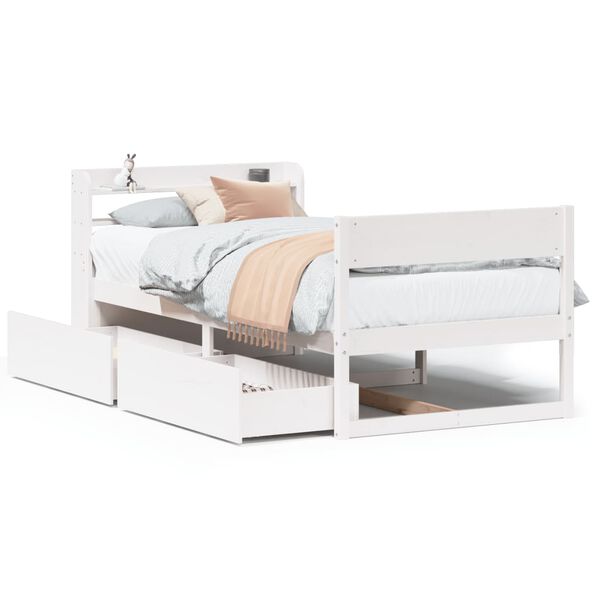 vidaXL Bed Frame without Mattress White 90x200 cm Solid Wood Pine