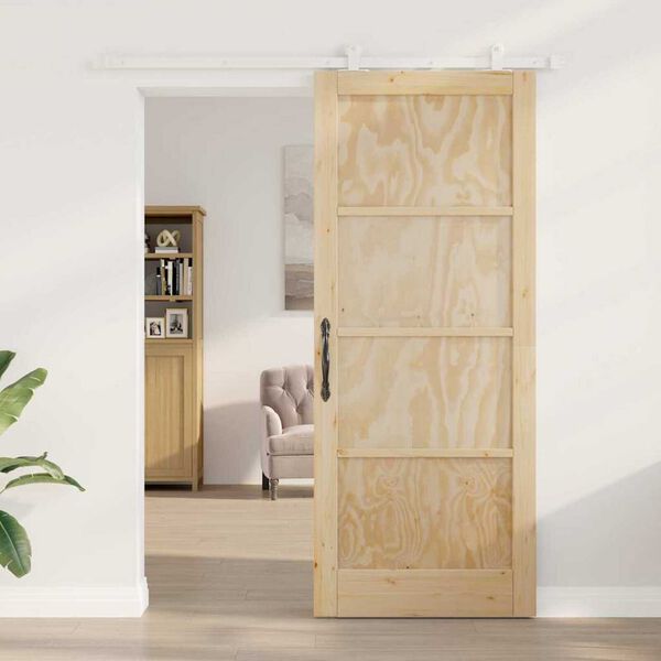 vidaXL Sliding Door Brown 86 x 211 cm Solid Pine Wood