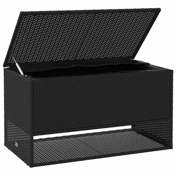 vidaXL Outdoor Cushion Box Black 100x55x55.5 cm Poly Rattan