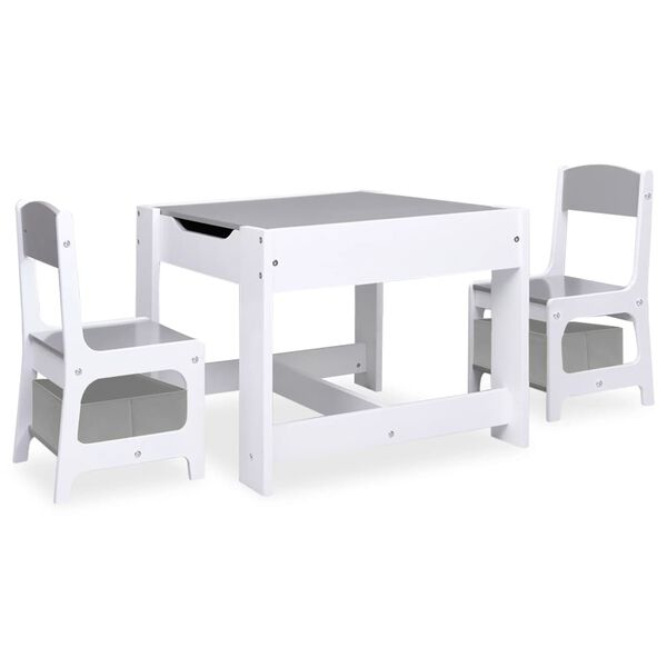 vidaXL Children's Table with 2 Chairs White MDF