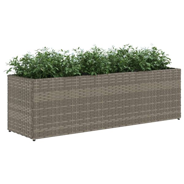 vidaXL Garden Planters with 3 Pots 2 pcs Grey 105x30x32 cm Poly Rattan