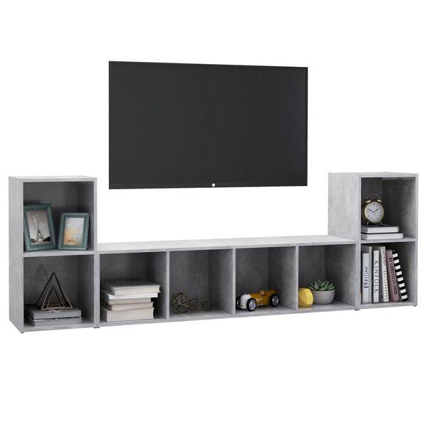 vidaXL 3 Piece TV Cabinet Set Concrete Grey Engineered Wood