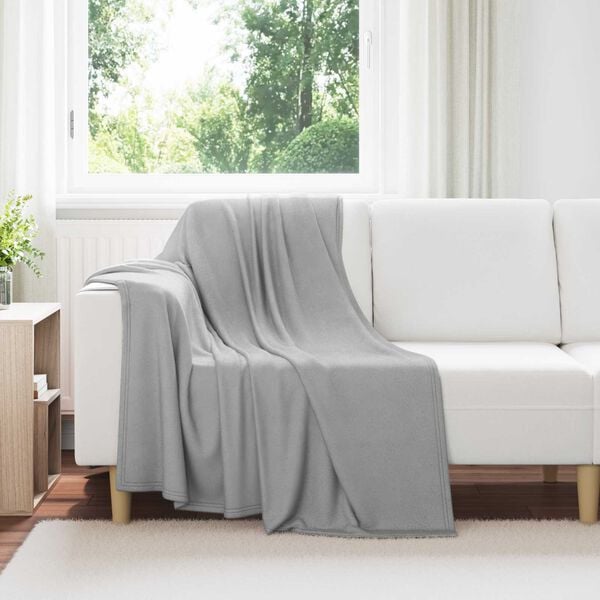 vidaXL Throw Blanket Grey 170 x 130 cm Fleece