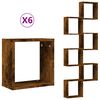 vidaXL Wall Cube Shelves 6 pcs Smoked Oak 30x15x30 cm