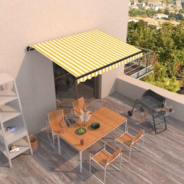 vidaXL Manual Retractable Awning 350x250 cm Yellow and White