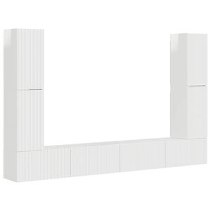 vidaXL TV Cabinet Set 8 pcs High Gloss White Engineered Wood