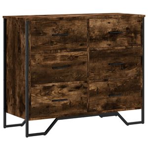 vidaXL Chest of Drawers Smoked Oak 91x35.5x74.5 cm Engineered wood
