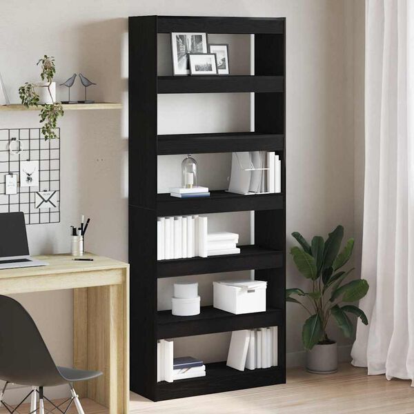 vidaXL Book Cabinet Black Oak 80 x 30 x 198 cm Engineered Wood