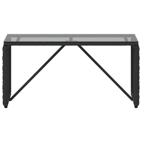 vidaXL Outdoor Table Black 80 x 40 x 40 cm PE Rattan and Glass