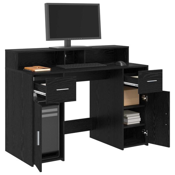 vidaXL Desk with Drawer Black oak 120 x 55 x 91 cm Engineered wood