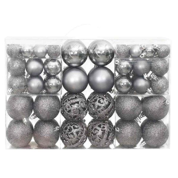 vidaXL Christmas Baubles 100 pcs Grey 3 / 4 / 6 cm