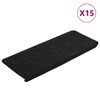 vidaXL Stair Mats Self-adhesive 15 pcs 65x24.5x3.5 cm Black
