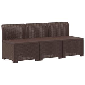 vidaXL 3-Seater Garden Sofa Rattan Look 3-Seater PP Brown