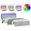 vidaXL Bed Frame with Headboard and LED Concrete Grey 140x200 cm