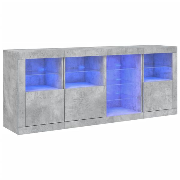 vidaXL Sideboard with LED Lights Concrete Grey 164x37x67 cm