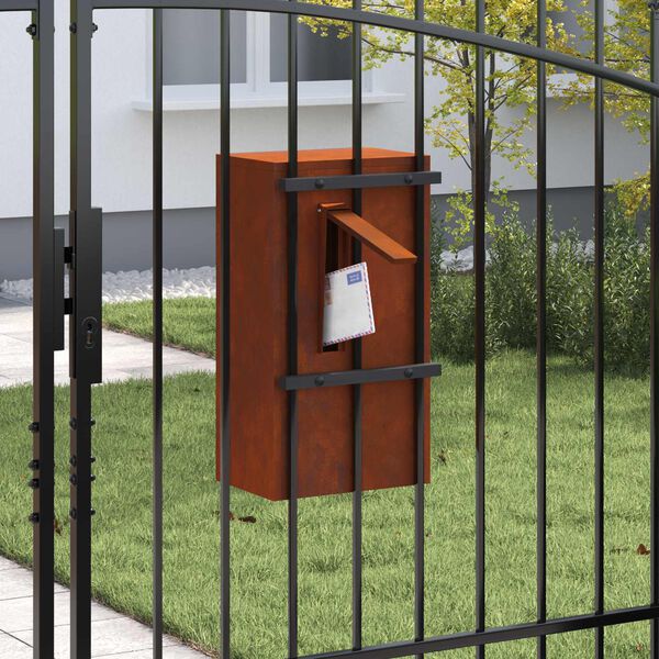 vidaXL Mailbox with Storage Rusty 30 x 20 x 55 cm Weathering Steel