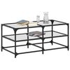 vidaXL Coffee Table with Transparent Glass Top 98.5x50x45 cm Steel