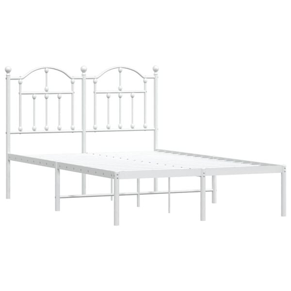 vidaXL Metal Bed Frame without Mattress with Headboard White 120x200cm