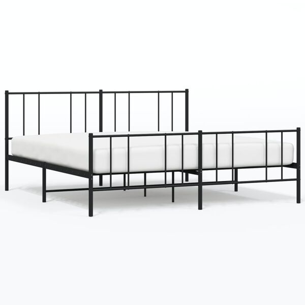 vidaXL Metal Bed Frame without Mattress with Footboard Black 200x200cm