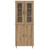 vidaXL Highboard 2 pcs Artisan Oak Engineered Wood and Glass