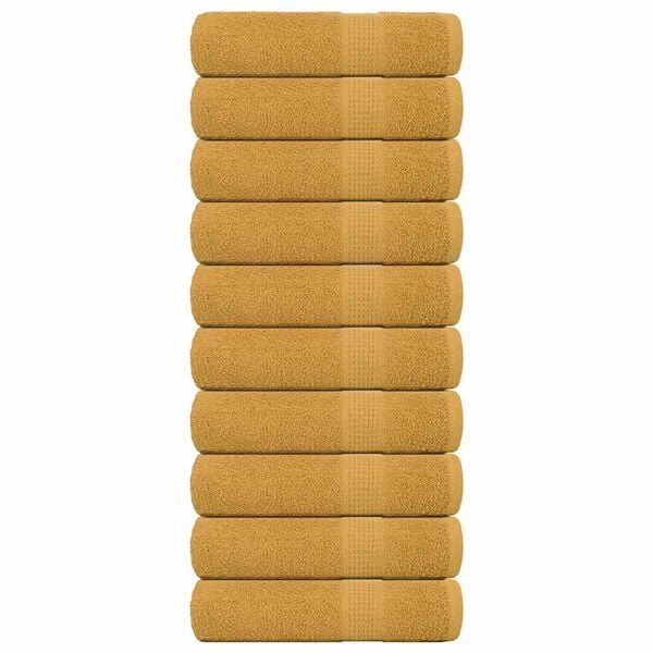 vidaXL Bath Towels "FROGN" 10 pcs Gold 100x150 cm 360 gsm