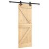 vidaXL Sliding Door Natural and Black 70 x 210 cm Solid Pine Wood