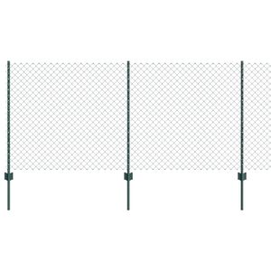 vidaXL Chainlink Fence with Post 25 x 1 m PVC-Coated Steel Green Mesh
