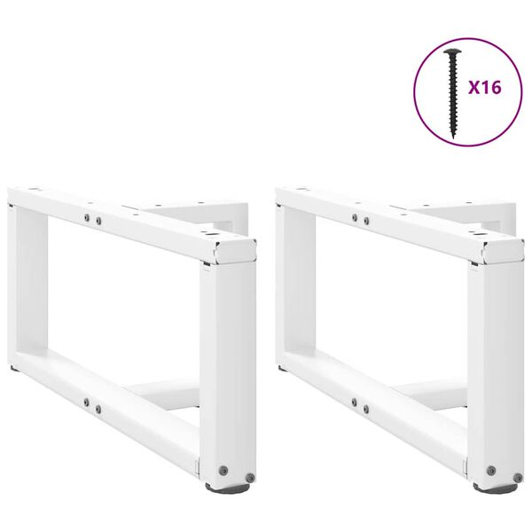 vidaXL Coffee Table Legs T-Shaped&nbsp;2 pcs White 60x25x(30-31) cm Steel