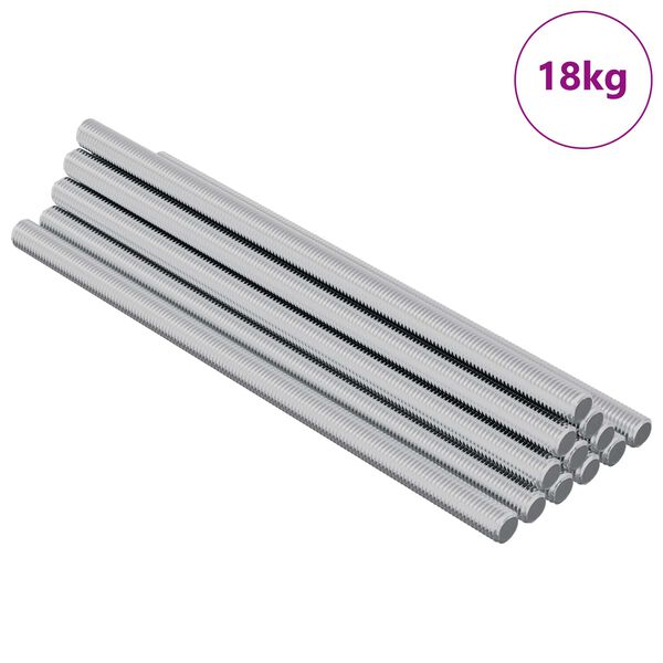 vidaXL Threaded Rod 900 pcs Silver Steel