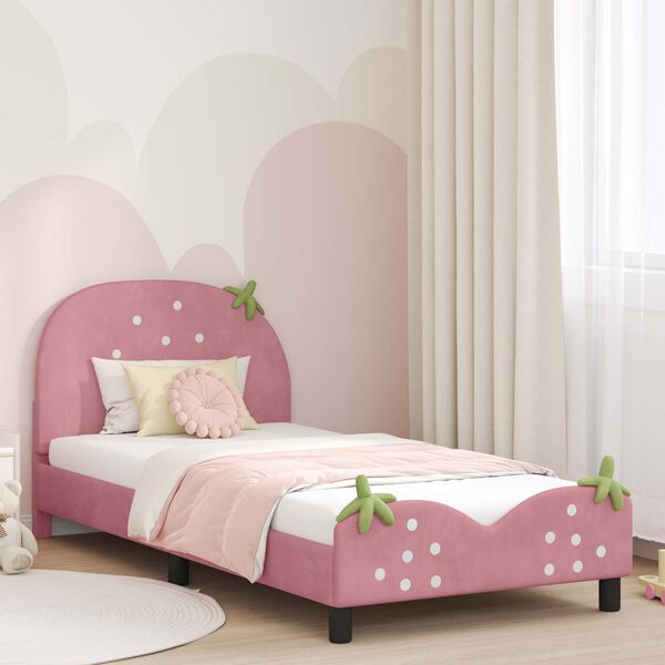 vidaXL Children's Bed Frame with Headboard Pink 80 x 200 cm Velvet