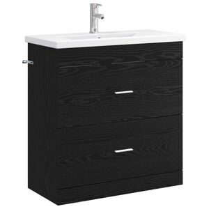 vidaXL Bathroom Furniture Set Black Oak 81 x 40 x 84.5 cm