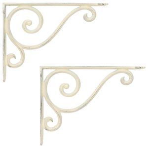 vidaXL Wall Shelf Brackets 2 pcs Antique White 12 x 14 x 3 cm Steel