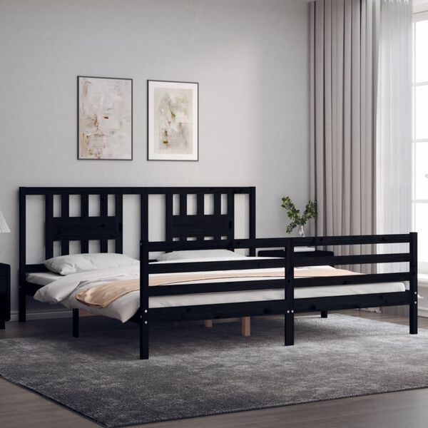 vidaXL Bed Frame without Mattress Black 200x200 cm Solid Wood