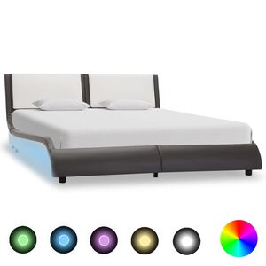 vidaXL Bed Frame with LED without Mattress Grey and White 120x190 cm