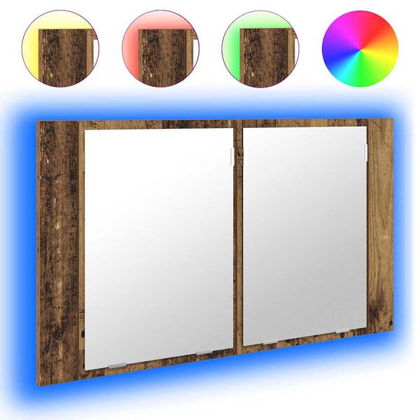 vidaXL Bathroom Mirror Cabinet with Shelf Old Wood 80 x 12 x 45 cm