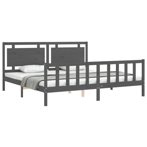 vidaXL Bed Frame without Mattress Grey 200x200 cm Solid Wood Pine