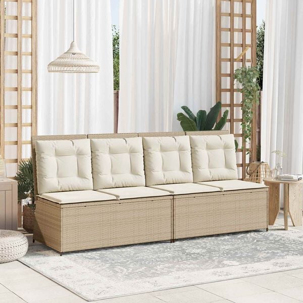 vidaXL Garden Bench Beige Poly Rattan