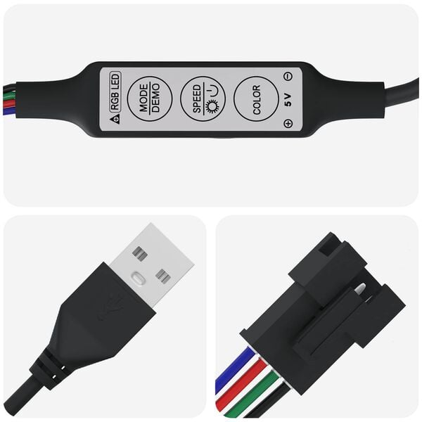 vidaXL LED Strip 4 pcs Black and Transparent 130 x 0.8 x 0.3 cm