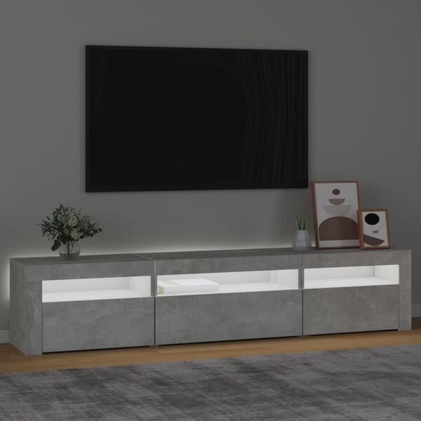 vidaXL TV Cabinet with LED Lights Concrete Grey 195x35x40 cm