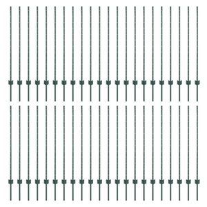 vidaXL Embedded Fence Post 44 pcs Green 160 cm Powder-Coated Steel