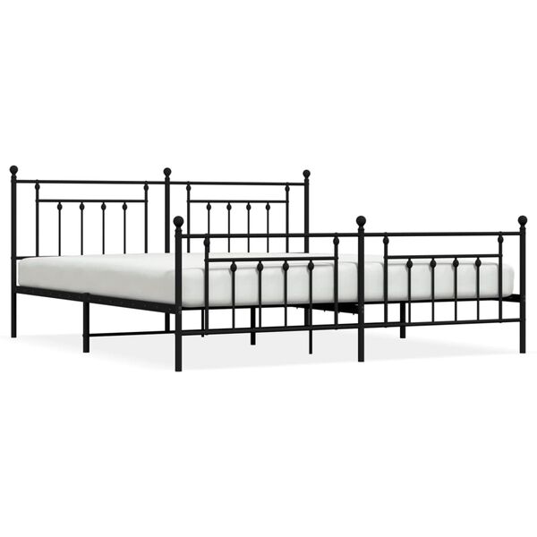 vidaXL Metal Bed Frame without Mattress with Footboard Black 200x200cm