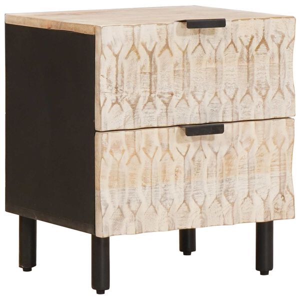 vidaXL Bedside Cabinet 2 pcs White 40 x 33 x 46 cm Solid Mango Wood