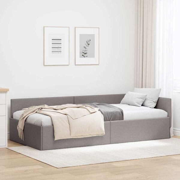 vidaXL Corner Bed Frame with Headboard Taupe 90 cm x 190 cm Velvet