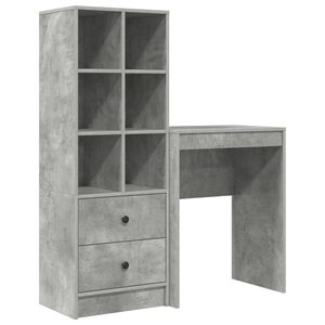 vidaXL Desk with Drawer with Shelf with Storage 2 pcs Concrete Grey