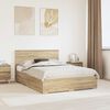vidaXL Bed Frame with Drawer Sonoma Oak 140 x 200 cm Engineered Wood