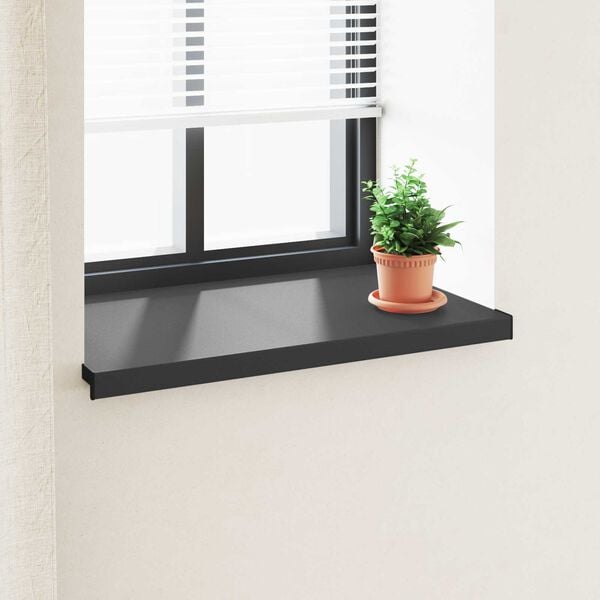 vidaXL Window Sill Black with Wood Grain 60 x 50 x 4.5 cm PVC