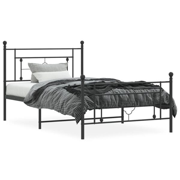 vidaXL Metal Bed Frame without Mattress with Footboard Black 107x203cm