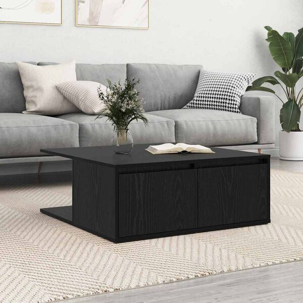 vidaXL Coffee Table Black oak 80 x 80 x 31 cm Engineered wood