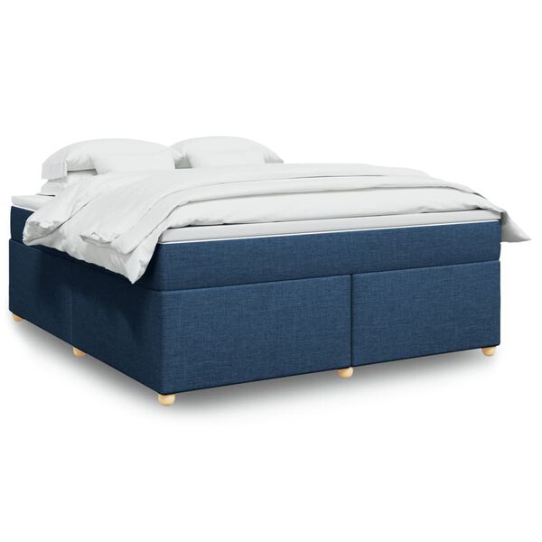 vidaXL Box Spring Bed with Mattress Blue 180x200 cm Fabric